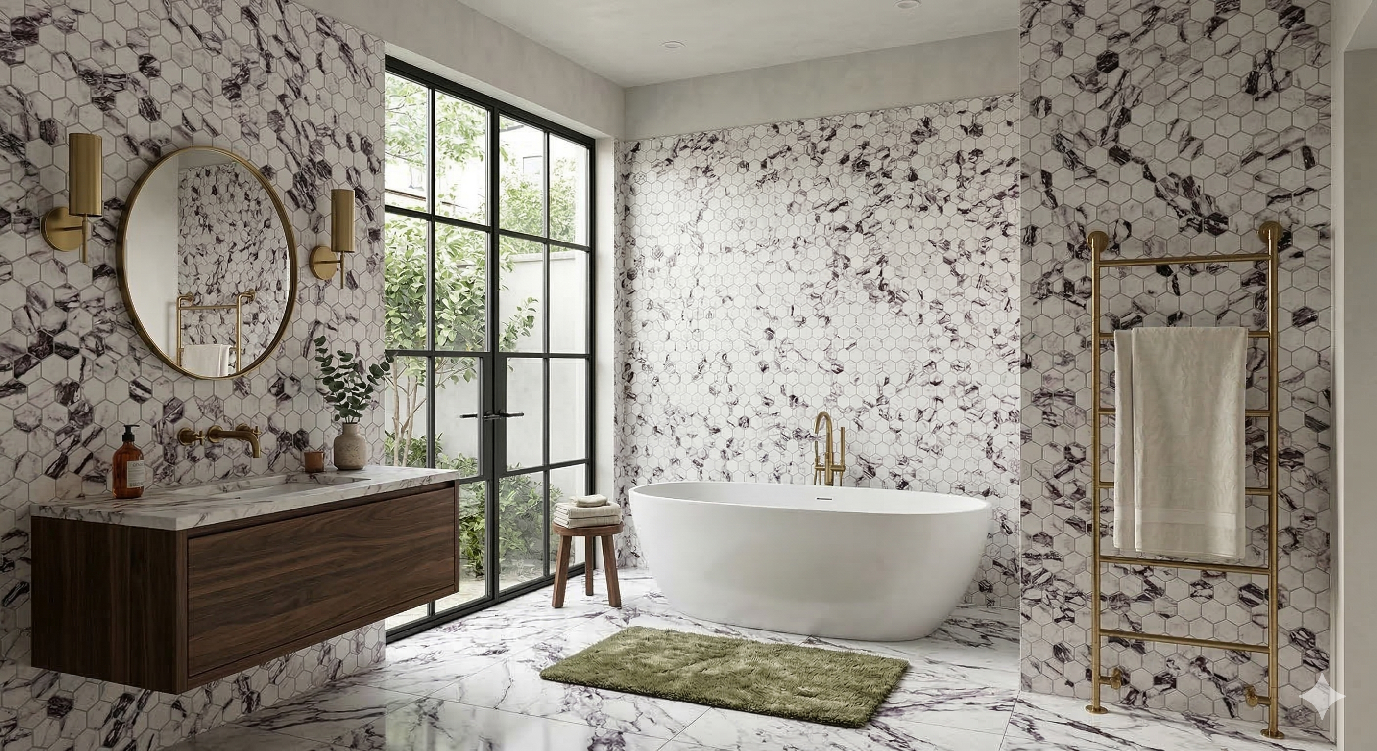 Calacatta Viola Polished 2 Inch Hexagon Marble Mosaic — Palazzo Tile ...