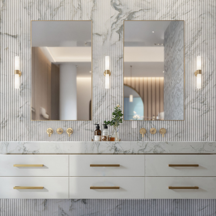 Calacatta Oliva Honed 6x24 Tube Fluted 3D Marble Tile