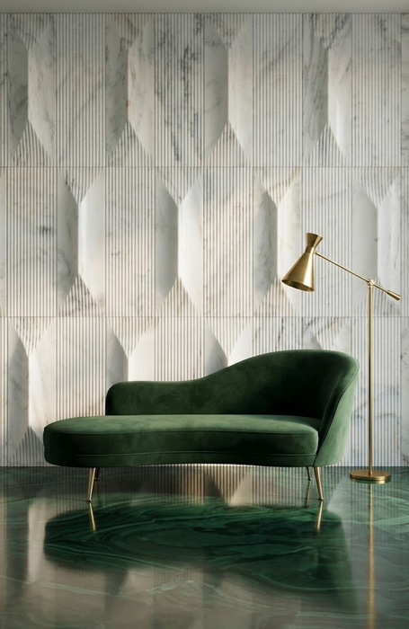 Calacatta Oliva Honed 4x12 Décor 3D Marble Tile