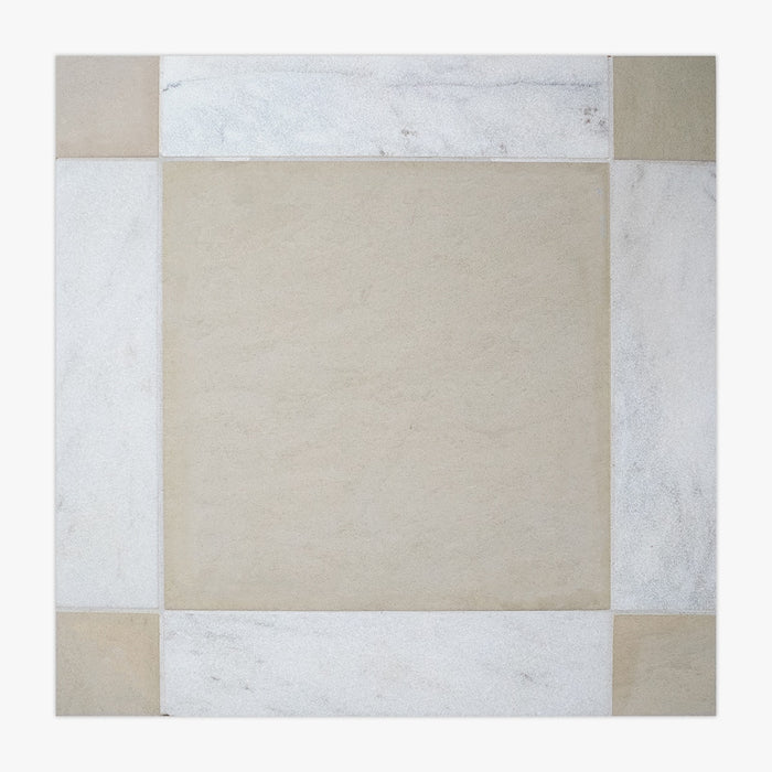 Crema Balkan, Bianco Ibiza Antiqued 12x12 Limestone & Marble Checkerboard Tile