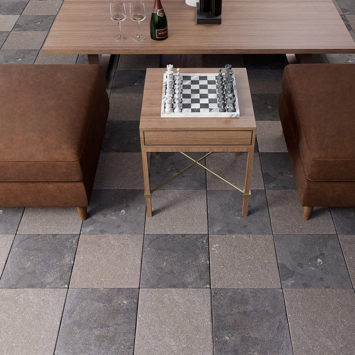 Pietra Grey, Basalt Antiqued 12x12 Marble & Basalt Checkerboard Tile
