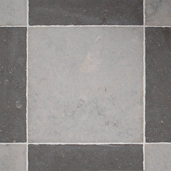 Nova Grey, Nova Blue Antiqued 12x12 Limestone Checkerboard Tile