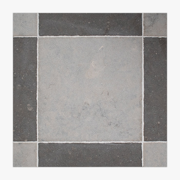 Nova Grey, Nova Blue Antiqued 12x12 Limestone Checkerboard Tile