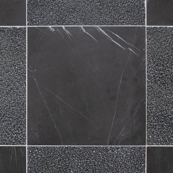 Pietra Grey, Basalt Antiqued 12x12 Marble & Basalt Checkerboard Tile