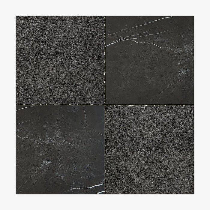 Pietra Grey, Basalt Antiqued 12x12 Marble & Basalt Checkerboard Tile