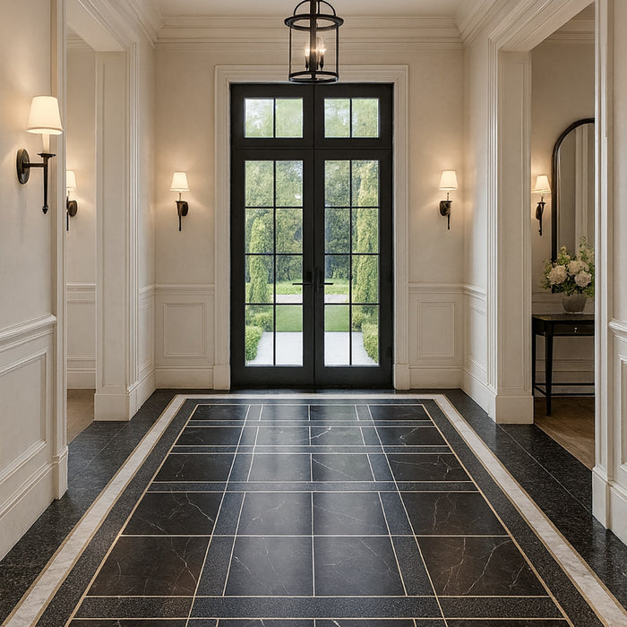 Pietra Grey, Basalt Antiqued 12x12 Marble & Basalt Checkerboard Tile