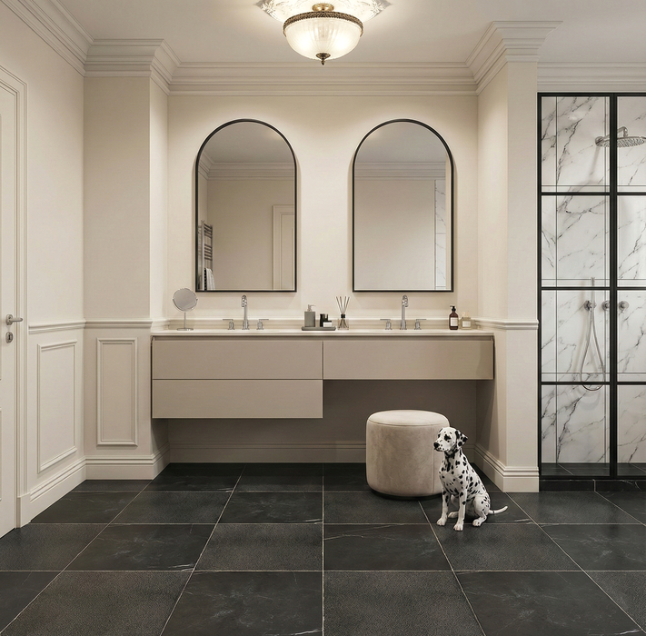 Pietra Grey, Basalt Antiqued 12x12 Marble & Basalt Checkerboard Tile
