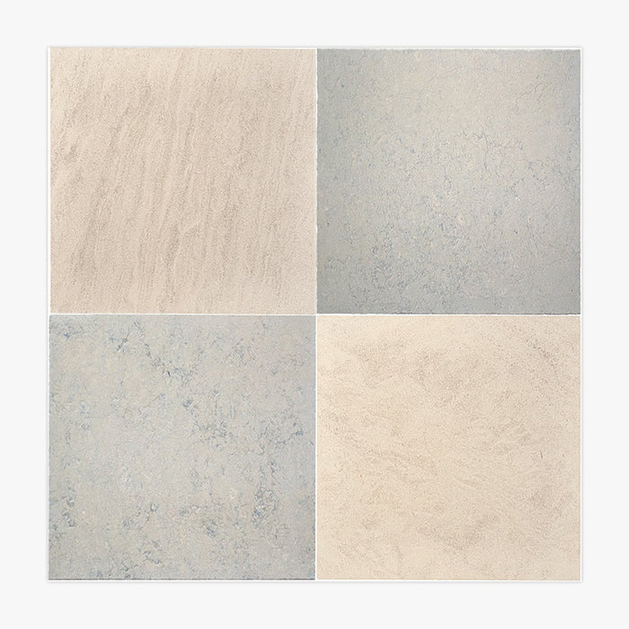 Golden Beach, Nova Grey Antiqued 16x16 Limestone Checkerboard Tile