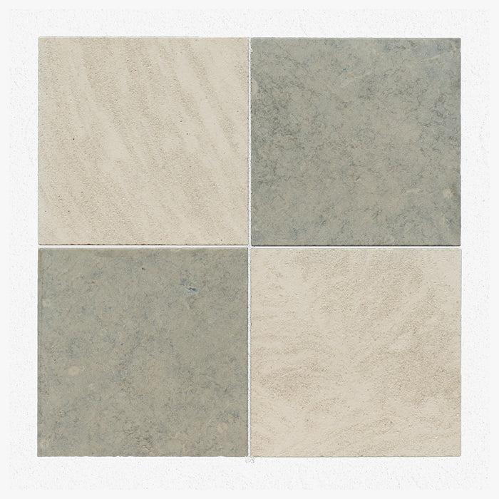 Golden Beach, Nova Grey Antiqued 16x16 Limestone Checkerboard Tile