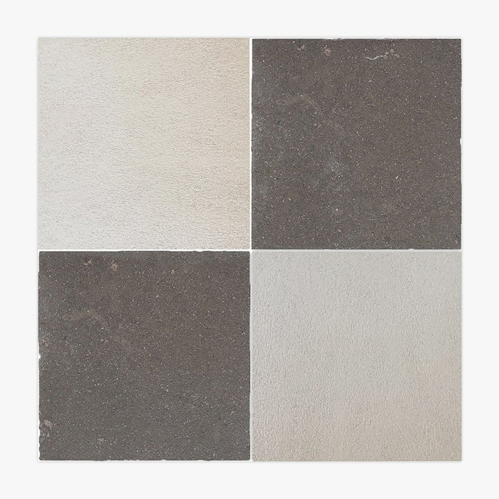Porto Beige, Nova Blue Antiqued 16x16 Limestone Checkerboard Tile