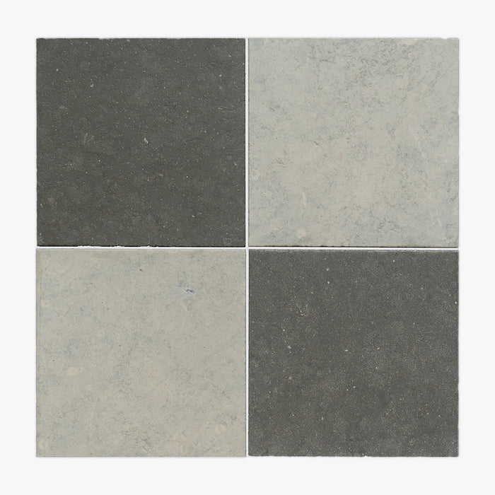 Nova Grey, Nova Blue Antiqued 16x16 Limestone Checkerboard Tile