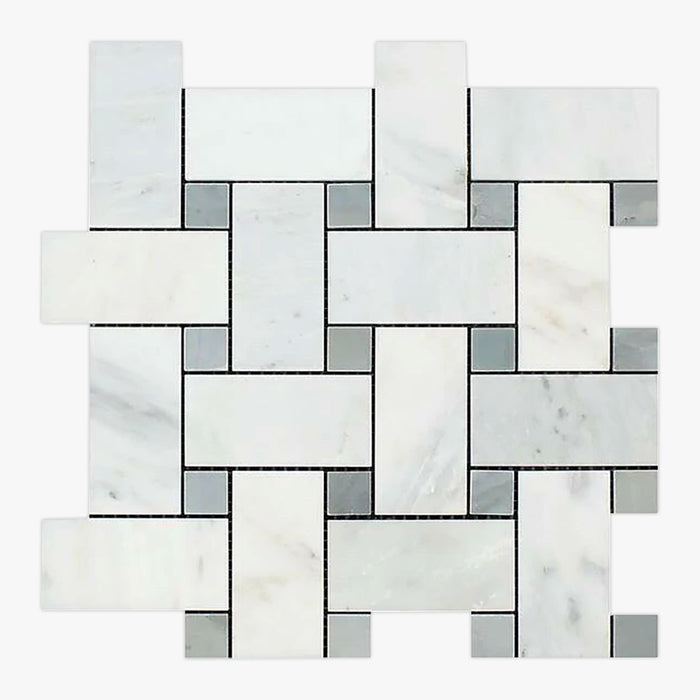 Asian Statuary, Bardiglio Honed 2x4 Basketweave Marble Mosaic