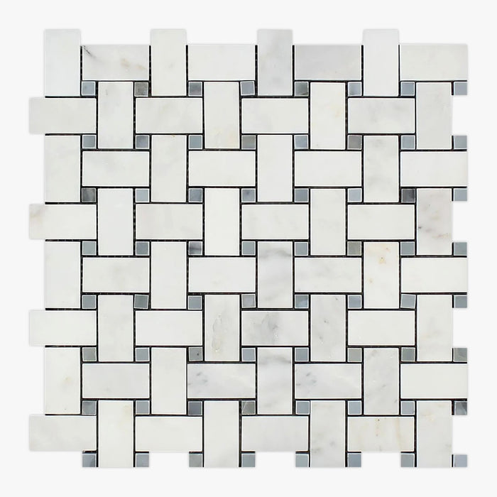 Asian Statuary, Bardiglio Honed 1x2 Basketweave Marble Mosaic