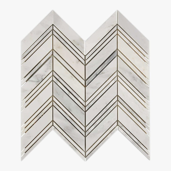 Asian Statuary Honed Chevron Marble Mosaic