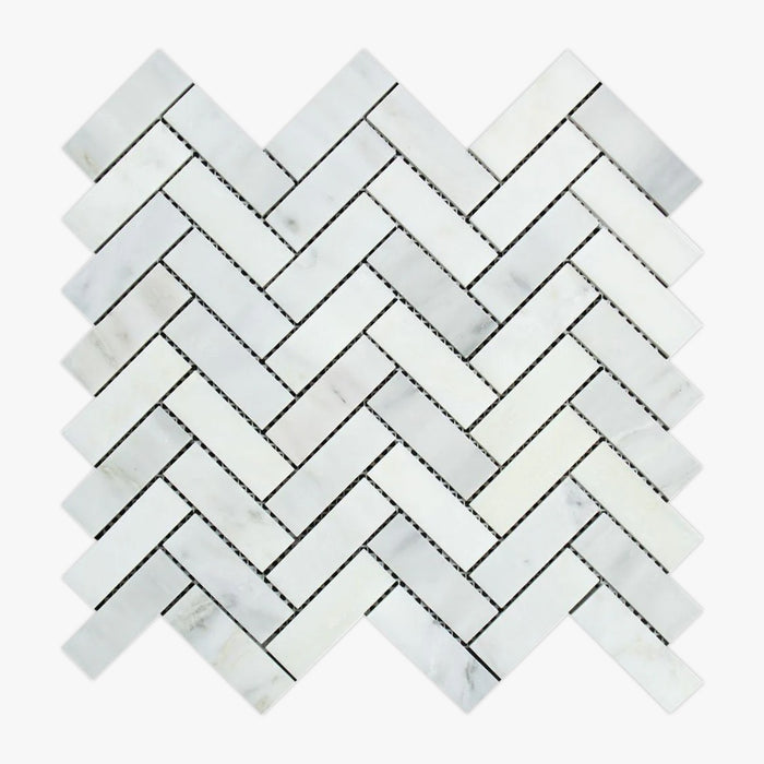 Asian Statuary Honed 1x4 Herringbone Marble Mosaic