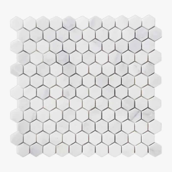 Asian Statuary Honed 1 Inch Hexagon Marble Mosaic