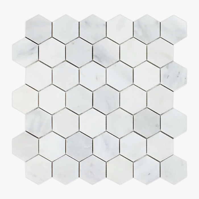 Asian Statuary Honed 2 Inch Hexagon Marble Mosaic