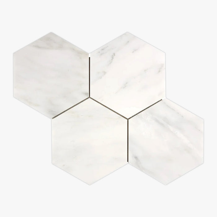 Asian Statuary Honed 6 Inch Hexagon Marble Mosaic