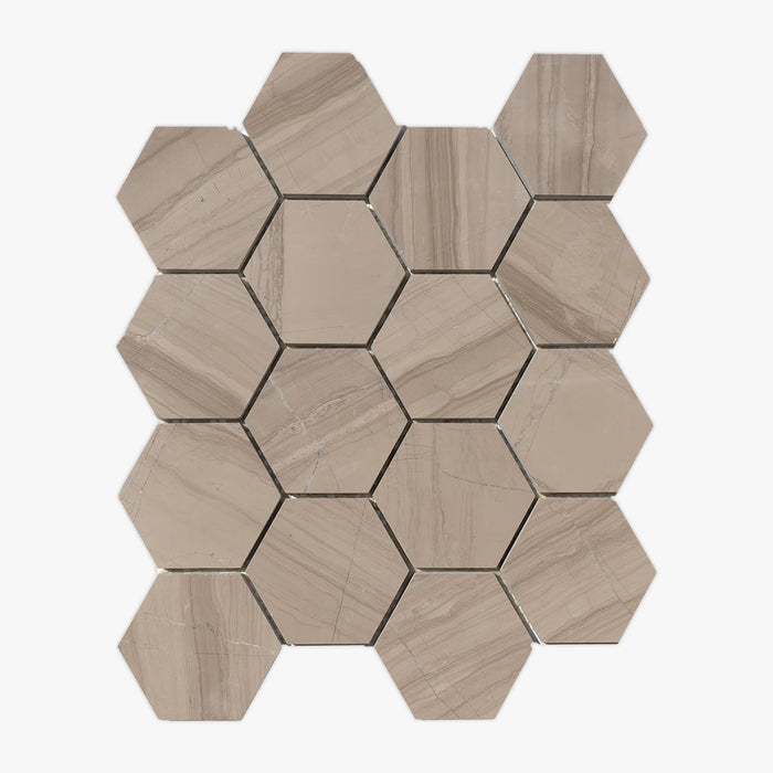 Athens Grey Polished 3 Inch Hexagon Marble Mosaic