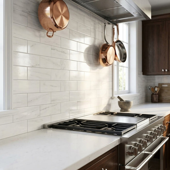 Bianco Dolomite Honed 4x12 Marble Tile