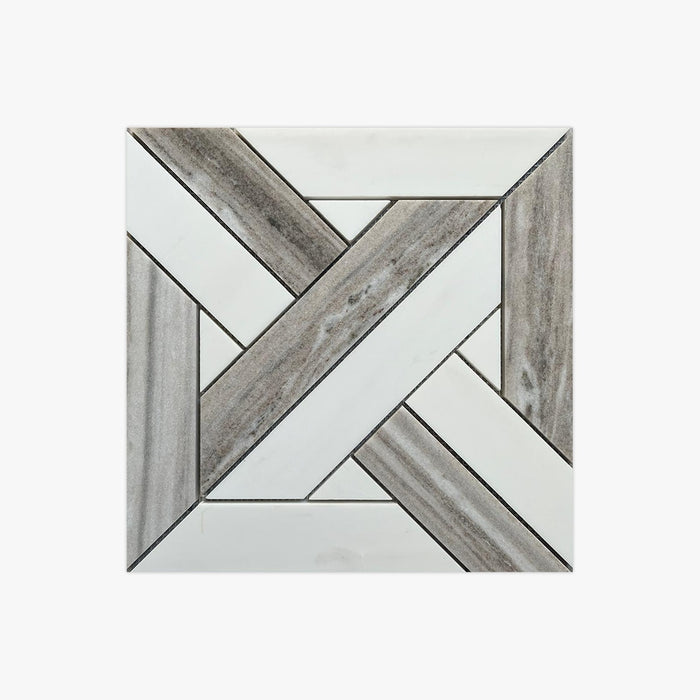 Bianco Dolomite Honed Parquet Pattern Marble Mosaic
