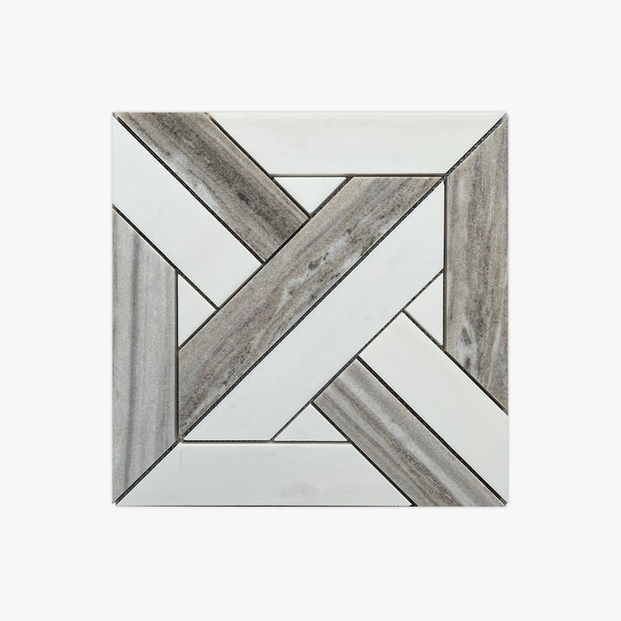 Bianco Dolomite Polished Parquet Pattern Marble Mosaic
