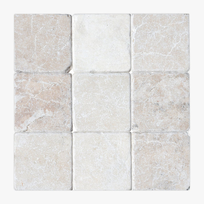 Botticino Fiorito Tumbled 4x4 Marble Tile
