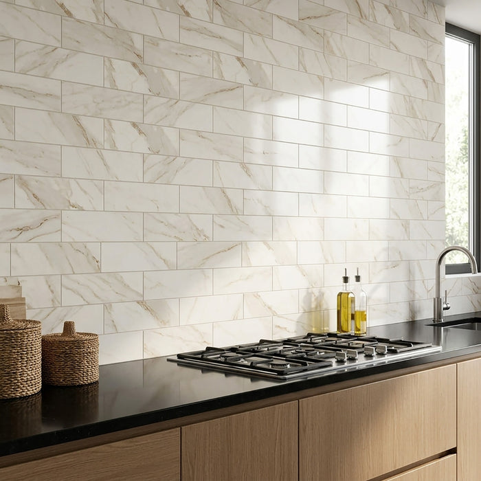 Calacatta Gold Honed 2x8 Marble Tile