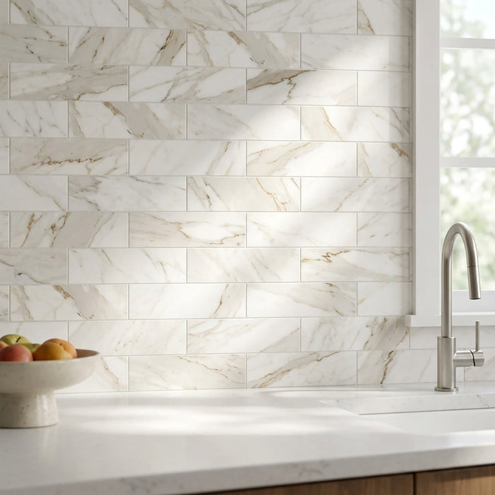 Calacatta Gold Honed 2x8 Marble Tile