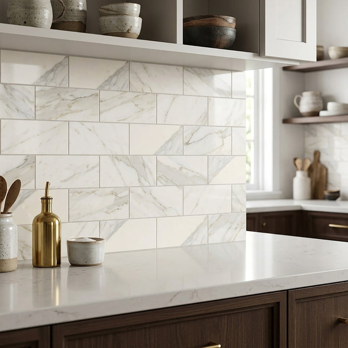 Calacatta Gold Honed 3x6 Marble Tile