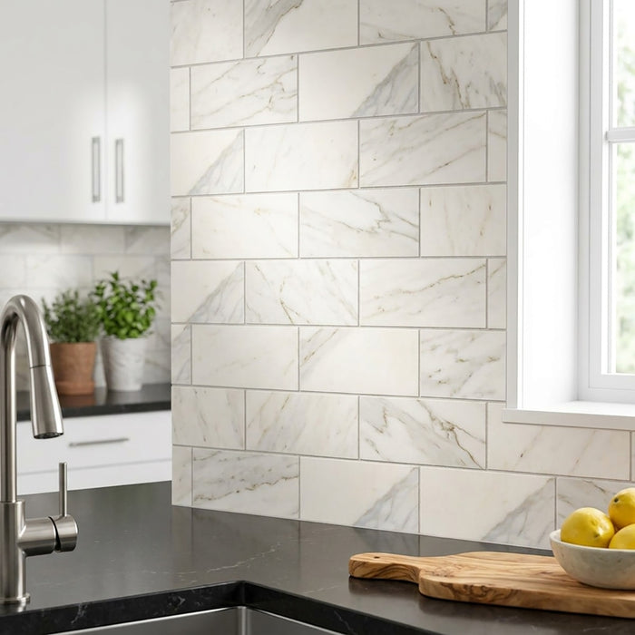 Calacatta Gold Honed 3x6 Marble Tile
