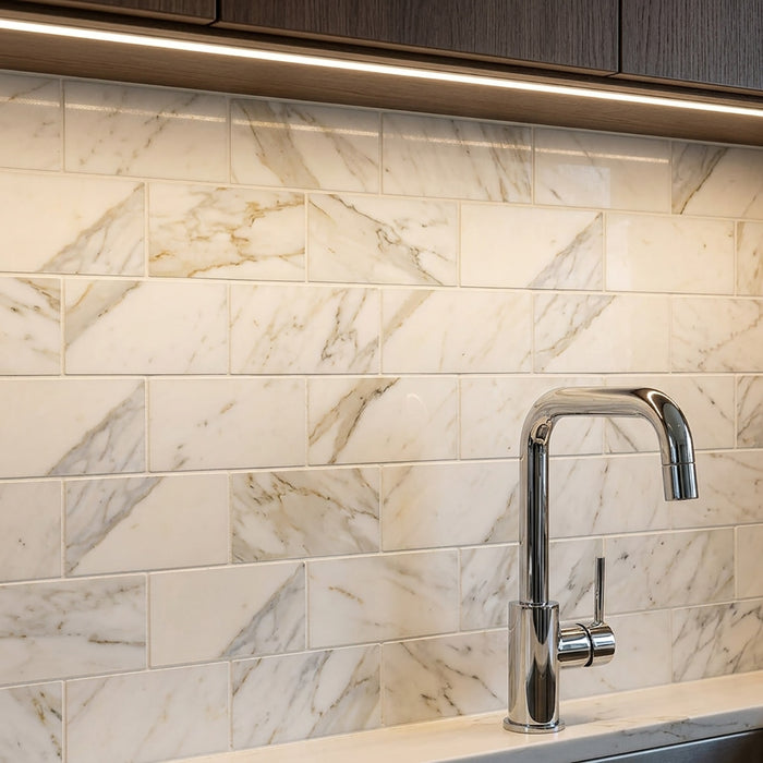 Calacatta Gold Honed 3x6 Marble Tile