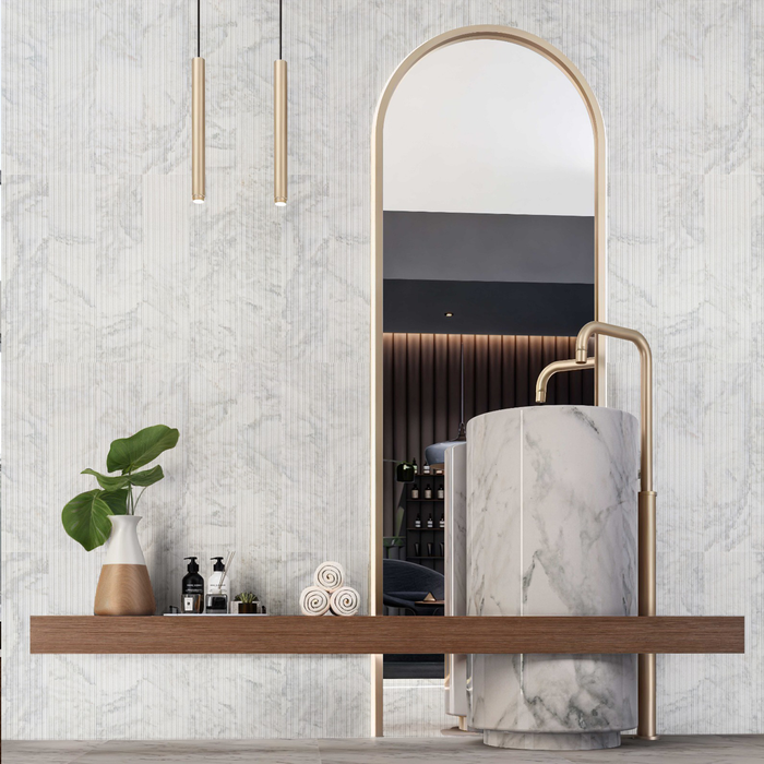 Calacatta Oliva Honed 12x24 Ridge 3D Marble Tile