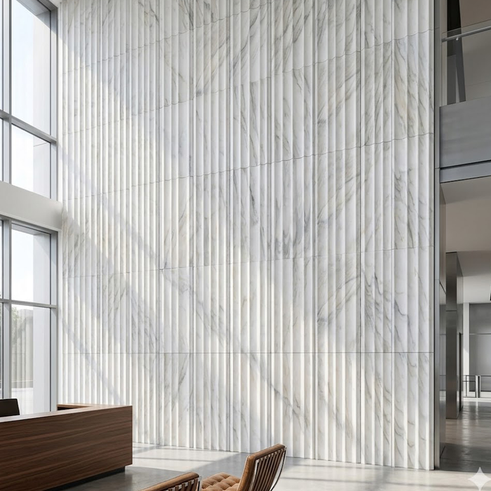 Calacatta Oliva Honed Concave 3D Fluted 12x24 Marble Tile