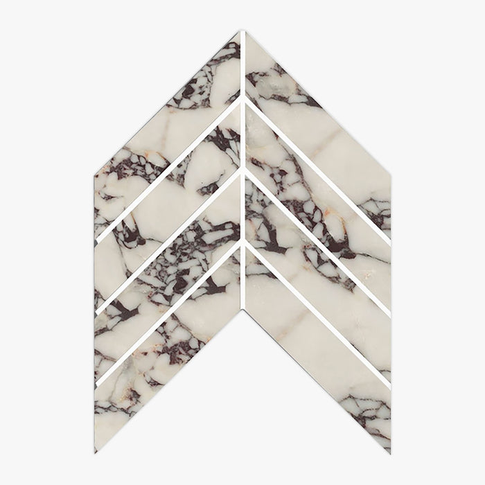 Calacatta Viola Polished 2x8 Chevron Marble Mosaic