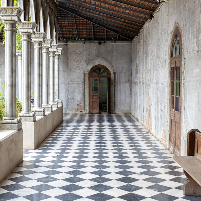 Asian Statuary, Nero Marquina Polished 12X12 Marble Checkerboard Tile