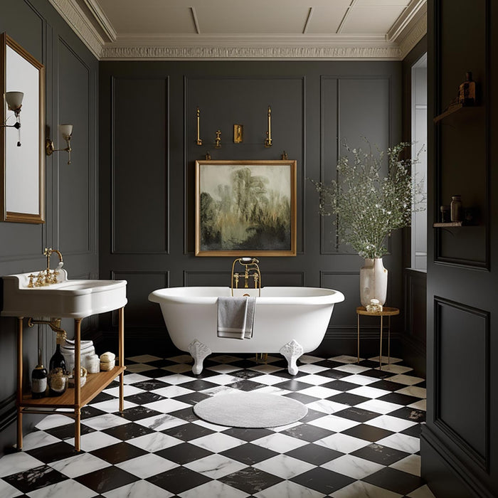 Asian Statuary, Nero Marquina Polished 18x18 Marble Checkerboard Tile