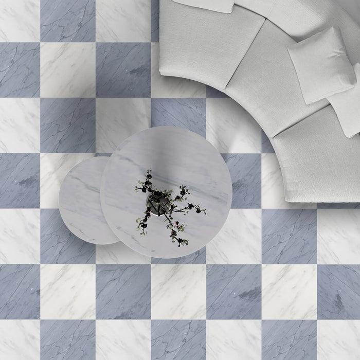 Asian Statuary, Bardiglio Imp Honed 18x18 Marble Checkerboard Tile