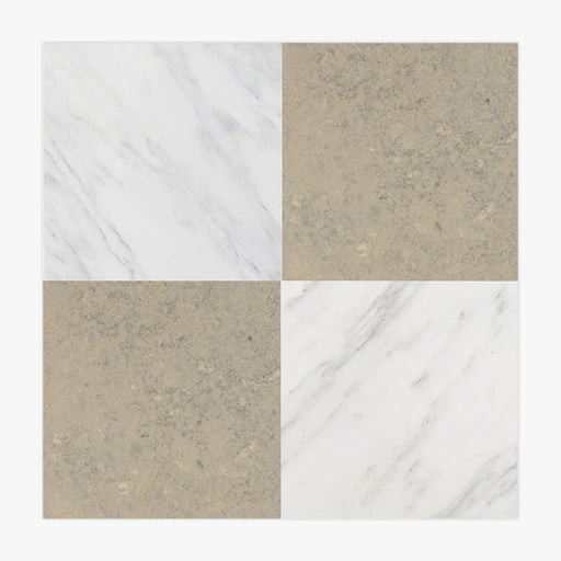 Asian Statuary, Nova Grey Honed 12x12 Marble Checkerboard Tile
