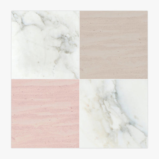 Calacatta Oliva, Mocha Cream Classic Honed 18x18 Marble Checkerboard Tile