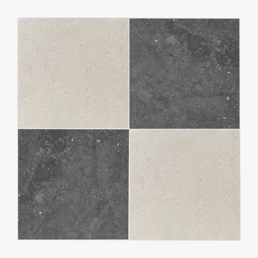 Porto Beige, Nova Blue Honed 12x12 Limestone Checkerboard Tile