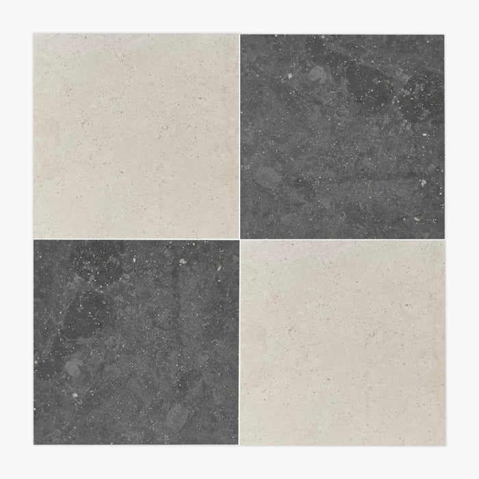 Porto Beige, Nova Blue Honed 12x12 Limestone Checkerboard Tile