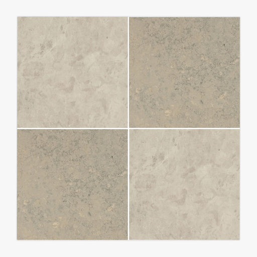 Perlino Crema, Nova Grey Honed 12x12 Limestone Checkerboard Tile