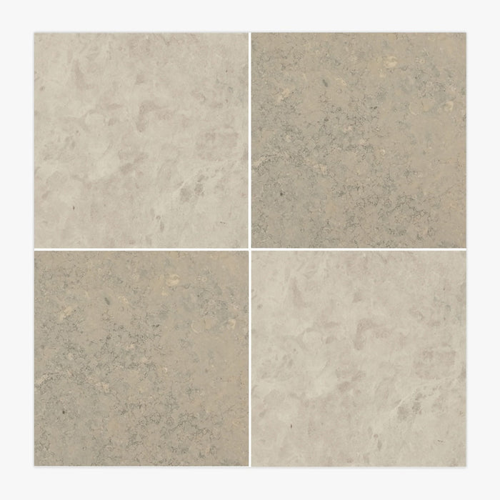 Perlino Crema, Nova Grey Honed 18x18 Limestone Checkerboard Tile