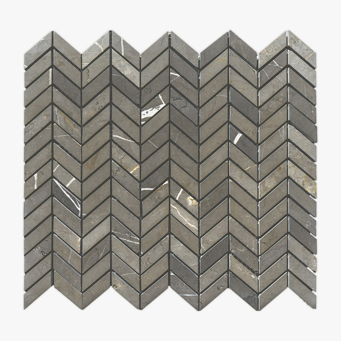 Pietra Grey Honed Mini Chevron Marble Mosaic