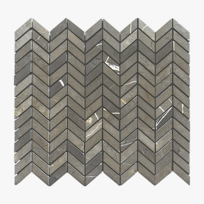 Pietra Grey Polished Mini Chevron Marble Mosaic