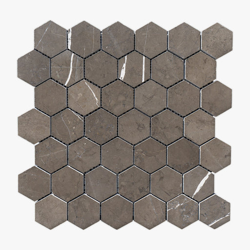 Pietra Grey Honed 2" Hexagon Marble Mosaic