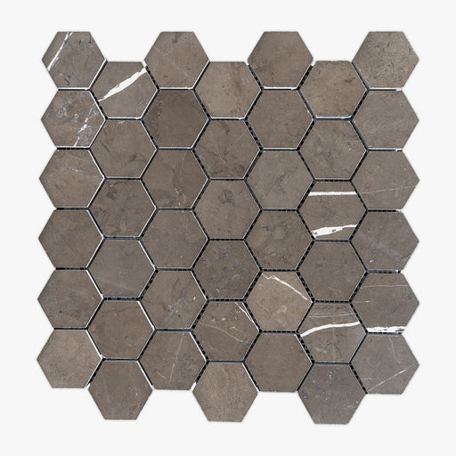 Pietra Grey Polished 2" Hexagon Marble Mosaic