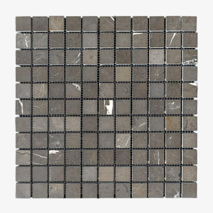 Pietra Grey Polished 1x1 Stacked Marble Mosaic