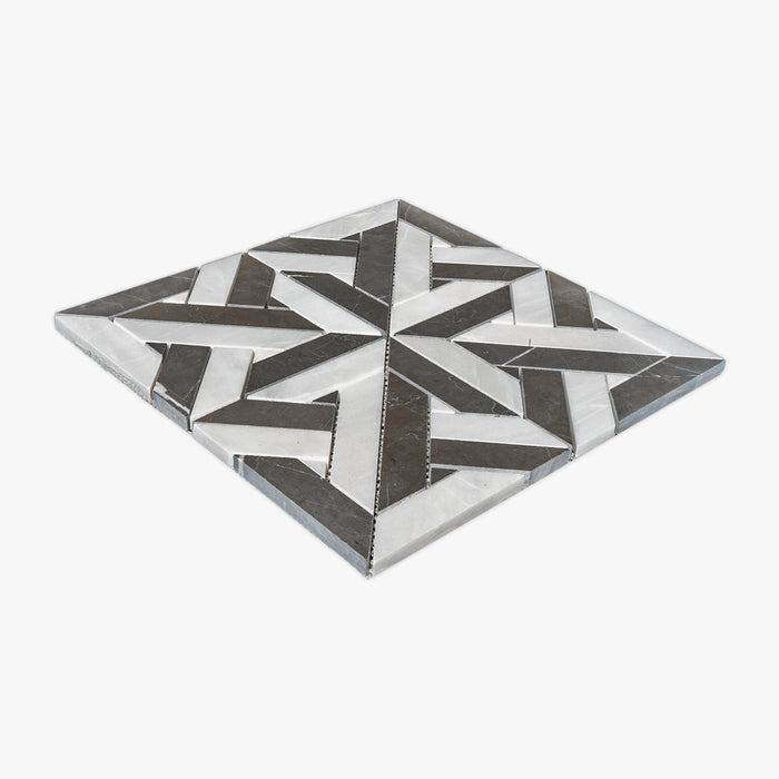 Pietra Grey, Bianco Garda Honed Rubicon Marble Mosaic